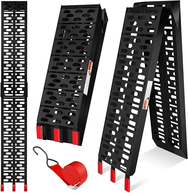 Masko® Rampa najazdowa 340 kg, składana, aluminiowa, maks. 680 kg na parę, szyna załadunkowa, antypoślizgowa, składana, maks. 340 kg * na sztukę, motocykl, ATV, quad, samochód osobowy, rampa załadunkowa, 1 x