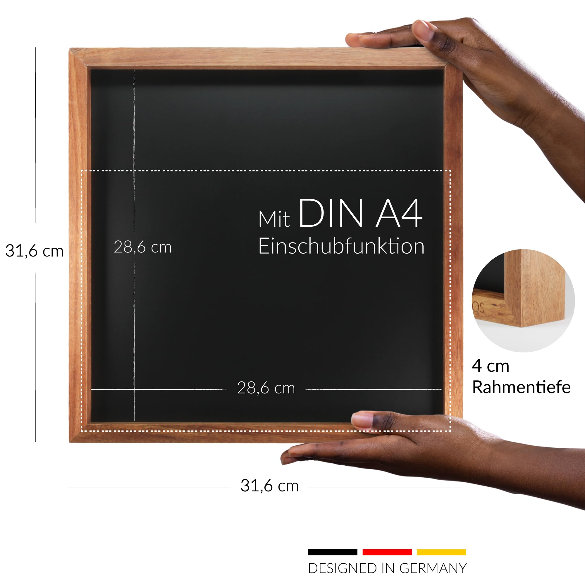 CONCEPT board – Tableau magnétique, tableau à craie et tableau d'affichage en un – Tableau magnétique polyvalent avec cadre en bois d'acacia noble (certifié FSC®) – comme tableau de vision