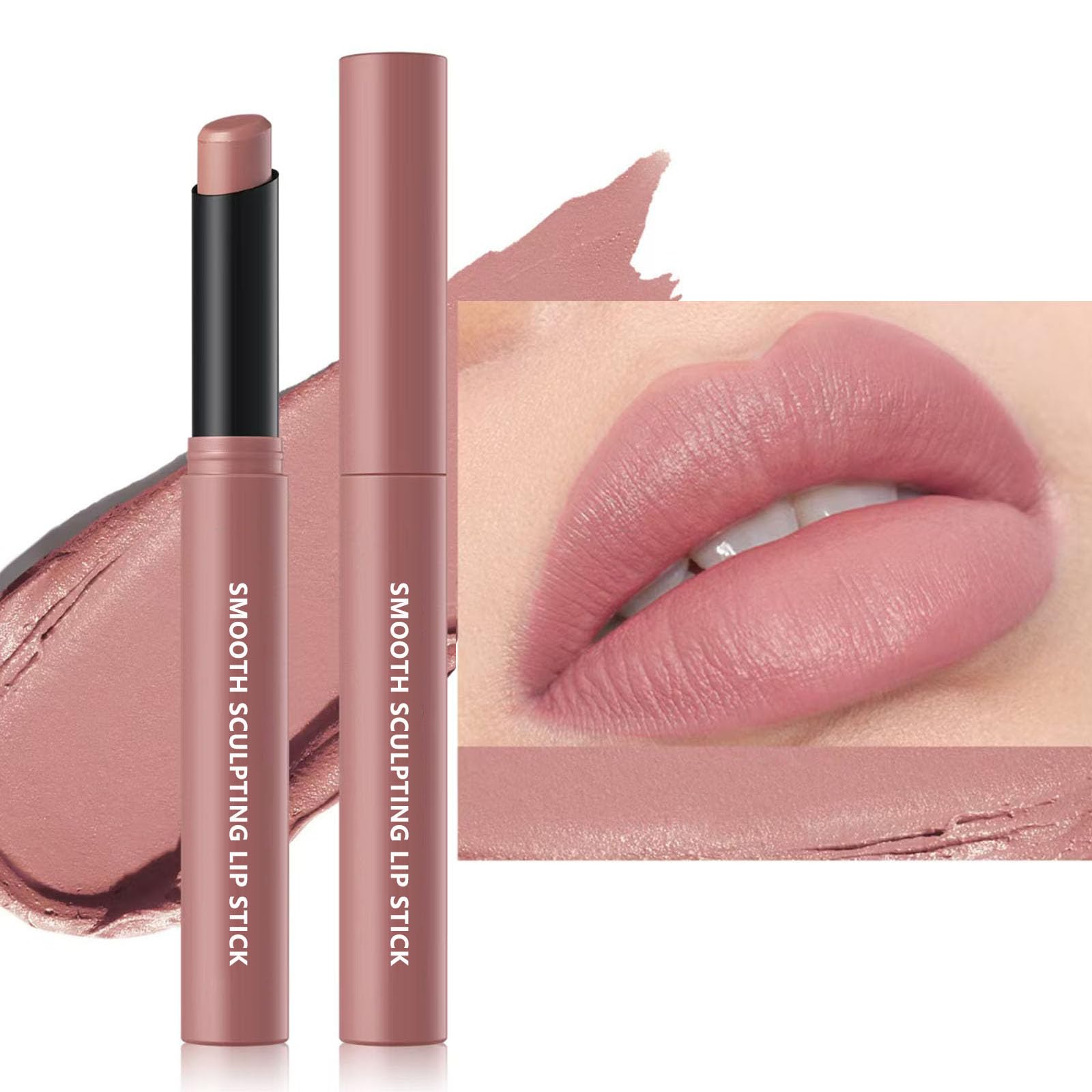 Matte Lipstick Single, Long Lasting Waterproof Velvet Lipsticks, High Pigment Non-Stick Cup Not Fade Lipstick for Women，Quick Makeup Lightweight Portable # 01 Matte Nude Red # 01 1 Count (Pack of 1)
