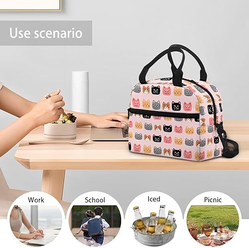 Vista 153 de doginthehole Bolsa de almuerzo portátil de teñido anudado azul, bolsa de almuerzo, organizador reutilizable, hielera para adultos, al aire libre