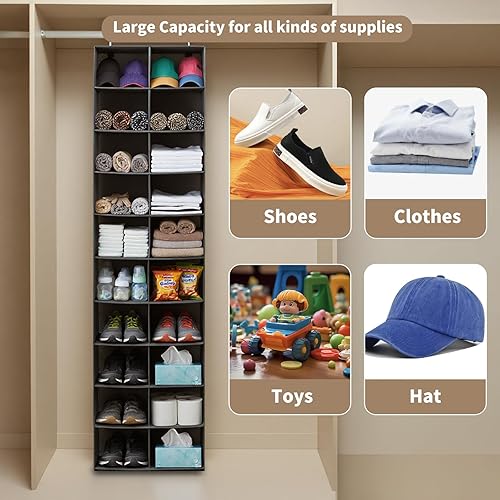 Miniatura 6 de Heavy-Duty Hanging Shoe Organizer for Closet, 20 Wider Sections Closet Shoe Storage Rack, Sturdy Shoe Shelves Holder for Shoes Clothes Jeans Shirts