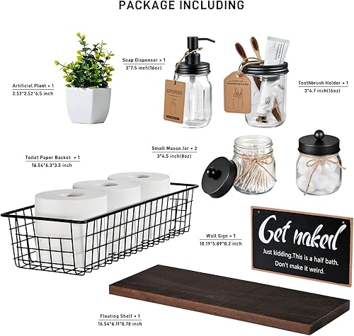 Miniatura 16 de SheeChung Juego de 6 frascos Mason de accesorios de baño, soporte para cepillos de dientes, dispensador de jabón, soportes Qtip, jabonera, Blanco