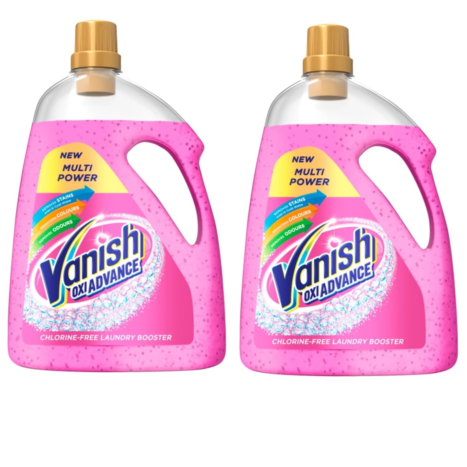 2 x Vanish Gold Oxi Action Gel Smacchiatore Tessuto Vestiti Colore Sicuro 2250ml