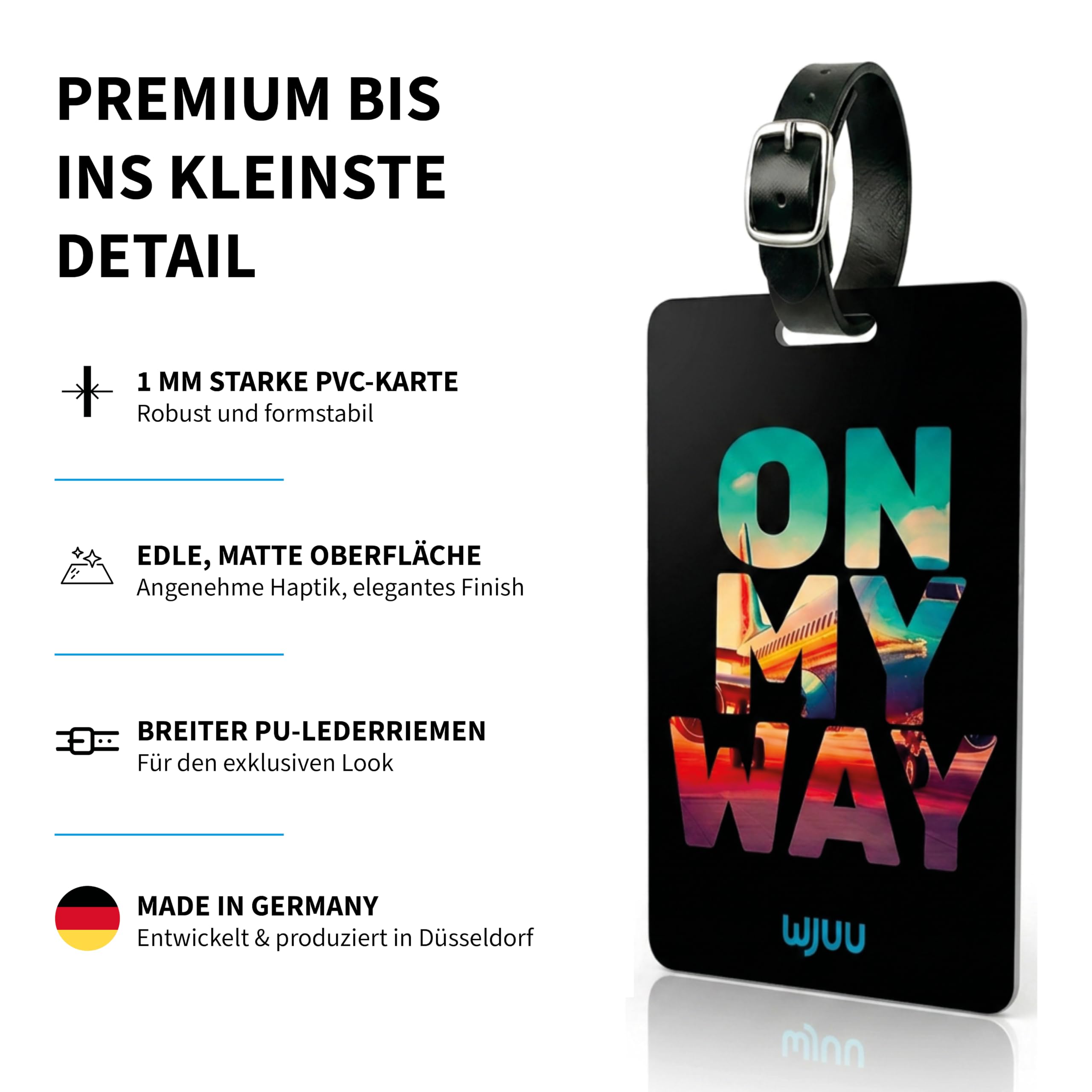 Lot de 3 étiquettes de bagage intelligentes « On my way » - Profil numérique avec application - Contact de recherche par message et téléphone