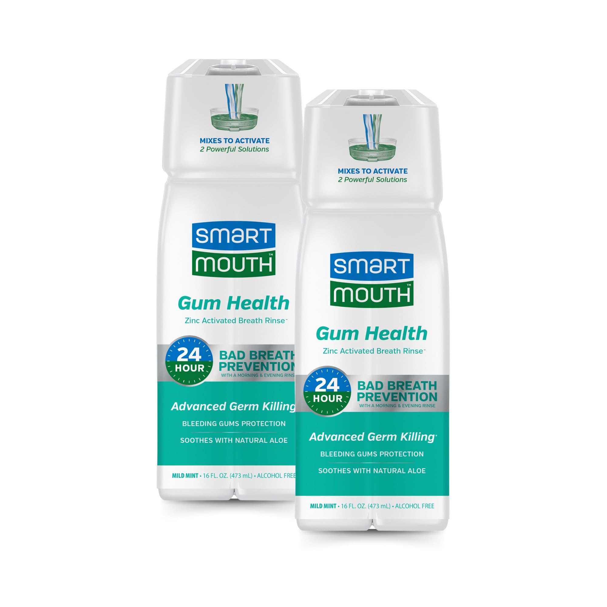 SmartMouth Gum Health Zinc Activated Breath Rinse 16oz, 2 Pack