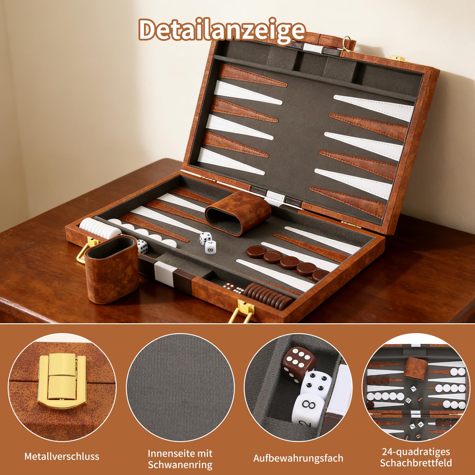 Backgammon Set,11 pulgadas Backgammon Viaje, Maleta Backgammon