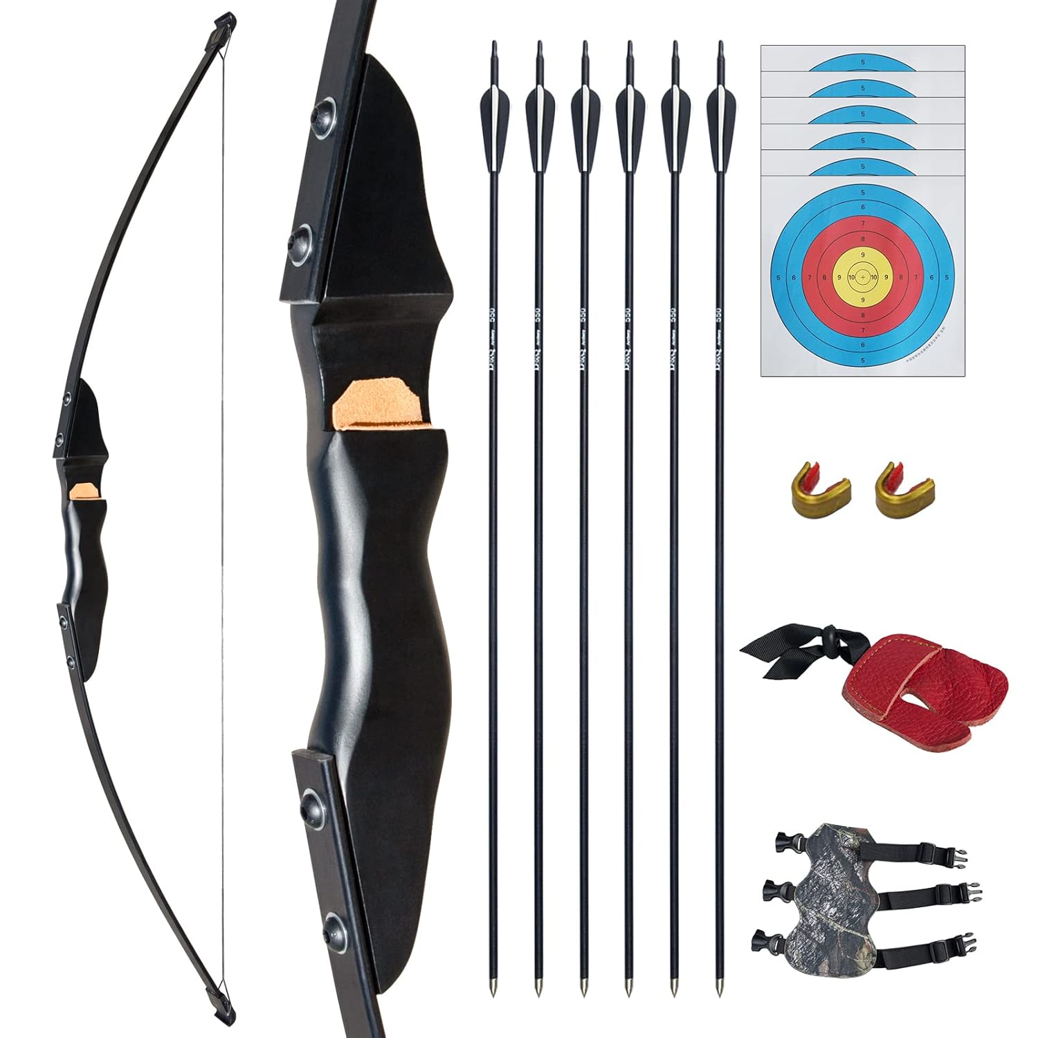 D&Q Archery Recurve Bow and Arrows Set for Adults Wooden 35 lbs Archery Bow Set for Teens Riser