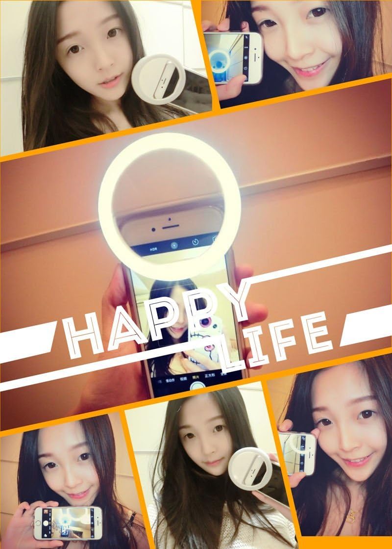 Mini Portable LED Fill Flash Selfie Light+3 Filters for Cellphone iPhone Samsung(White)