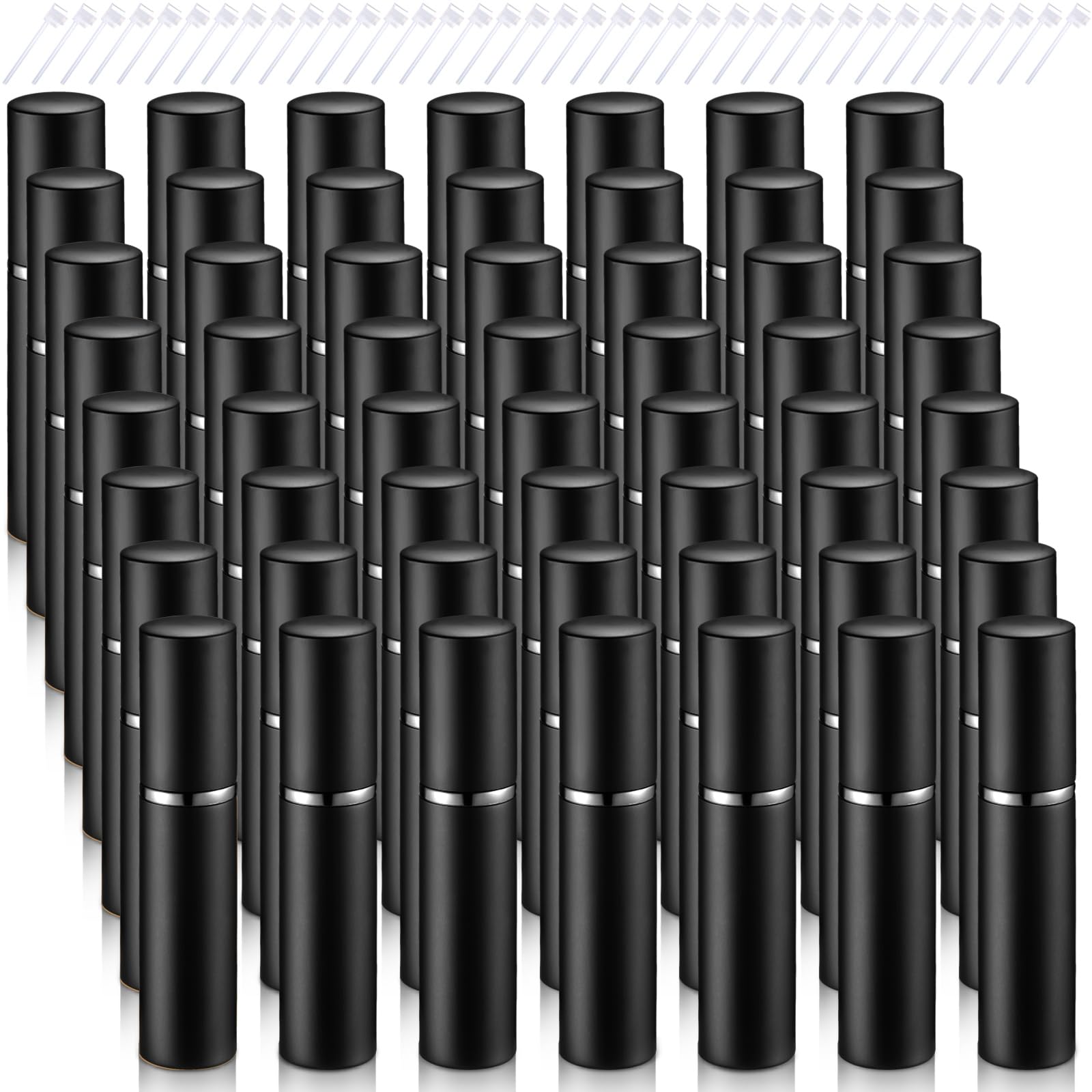 Zonon 56 Stück 5 ml nachfüllbarer Parfümzerstäuber Mini nachfüllbar Spray Parfümflasche tragbar mit 56 Stück Nachfüllpumpe Spender Pumpe Transferwerkzeug für ausgehenden Valentinstag (schwarz)