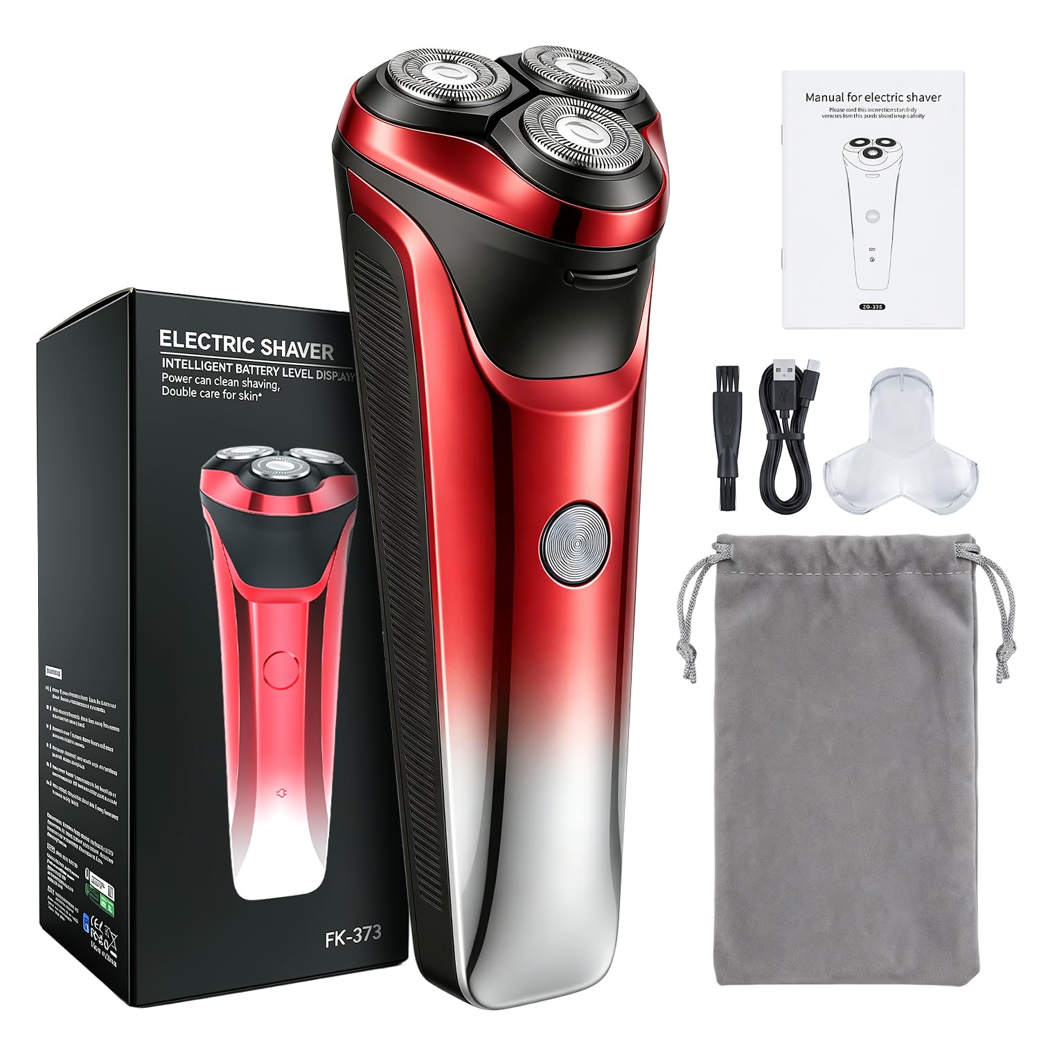Ordele Electric Razor for Men, 2026 Upgraded Electric Shavers for Men, USB-C Rechargeable, Wet & Dry Shaver with Pop-up Trimmer and Travel Case (Red)