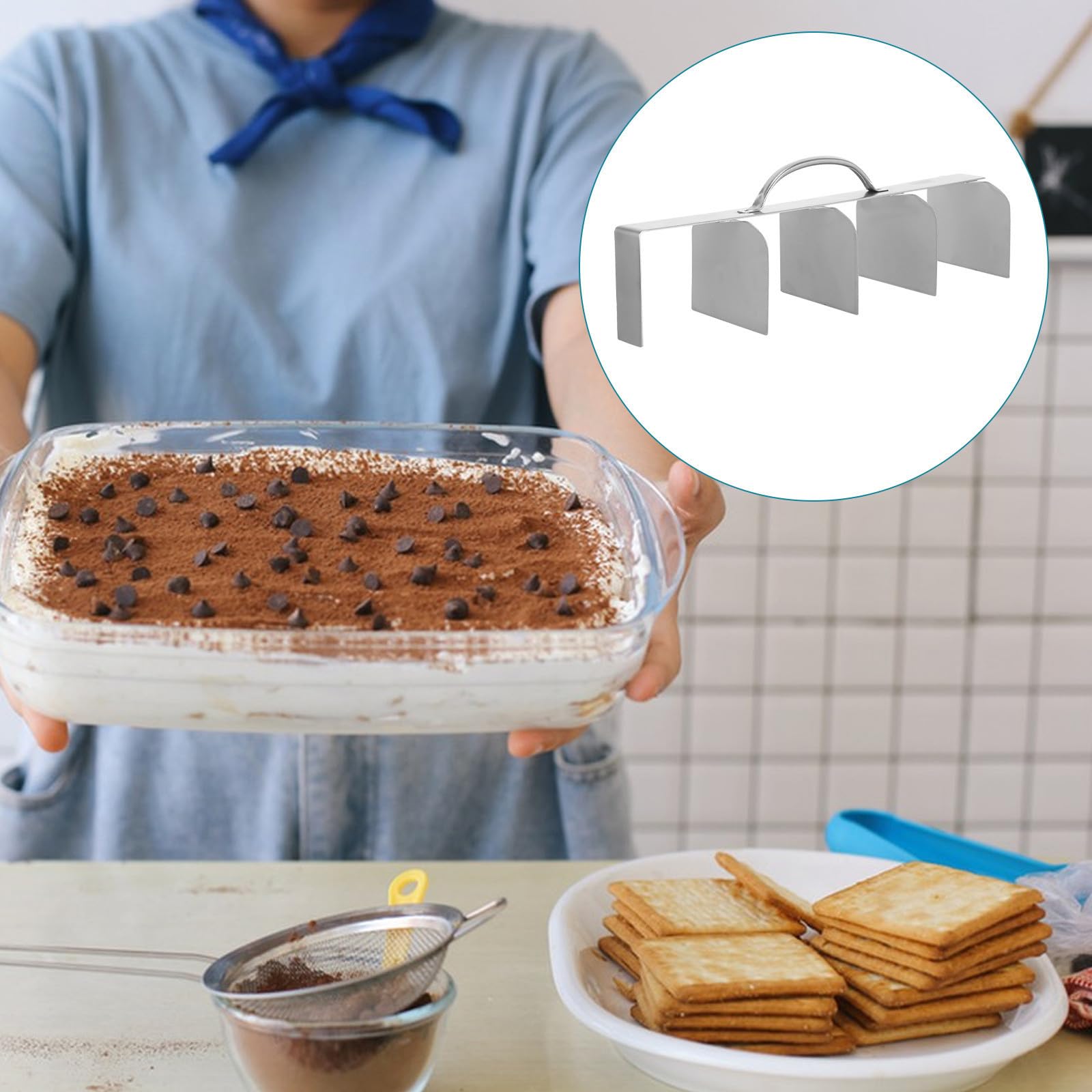 Coupe-gâteau Outil de Découpe de Gâteau Précis à 5 Parts Égales 40×9,5 Cm en Acier Inoxydable pour Tiramisu Ustensile de Pâtisserie Hygiénique pour Dessert et
