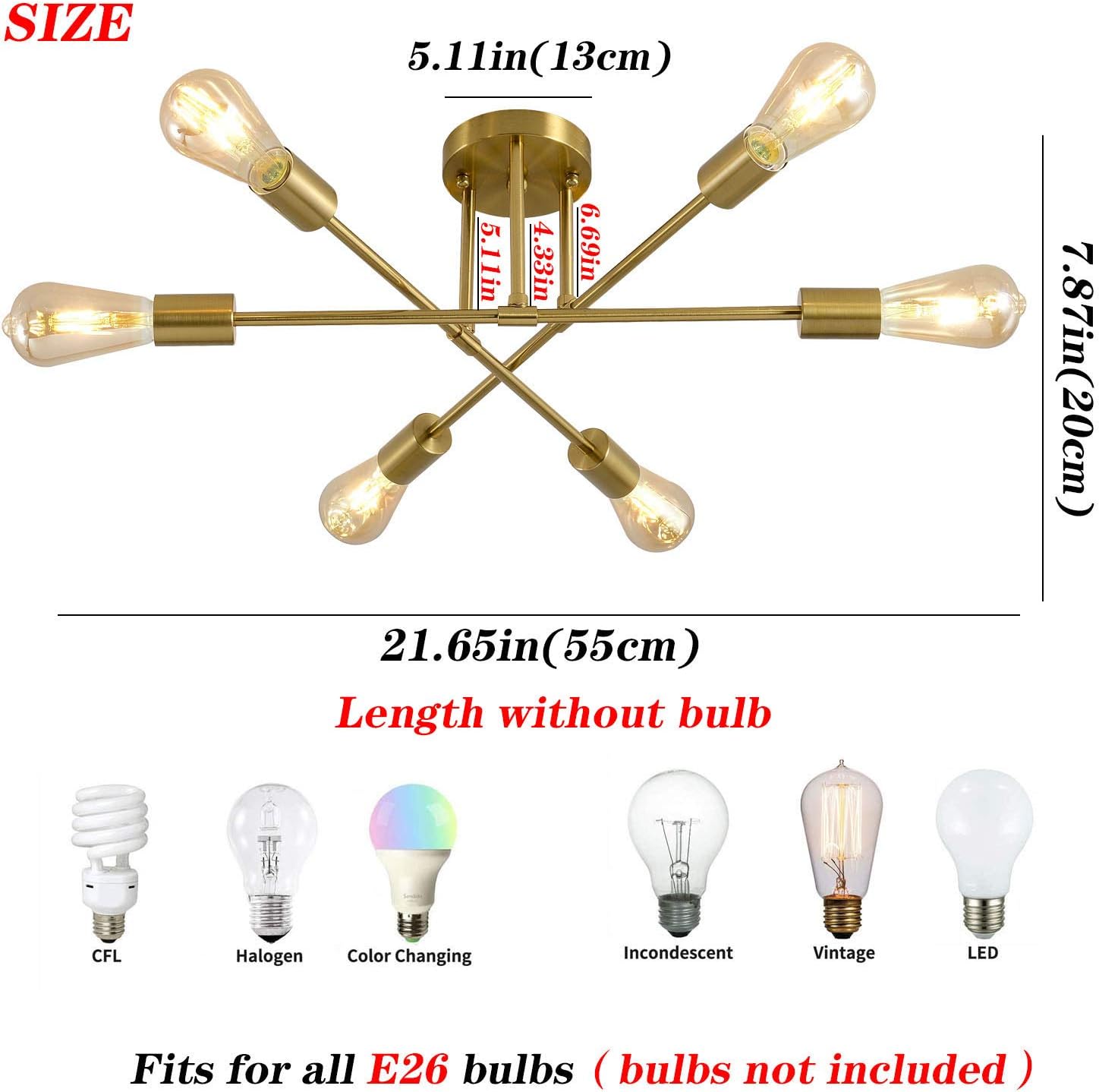 Best Cyber Monday 🔥 Lights Semi Flush Mount Ceiling Light Contemporary Sputnik Chandelier Lighting Farmhouse Kitchen Light Fixtures for Dining Room Living Room Bedroom Foyer Black Friday - 40% OFF Lights Semi Flush Mount Ceiling Light Contemporary Sputnik Chandelier Lighting Farmhouse Kitchen Light Fixtures for Dining Room Living Room Bedroom Foyer