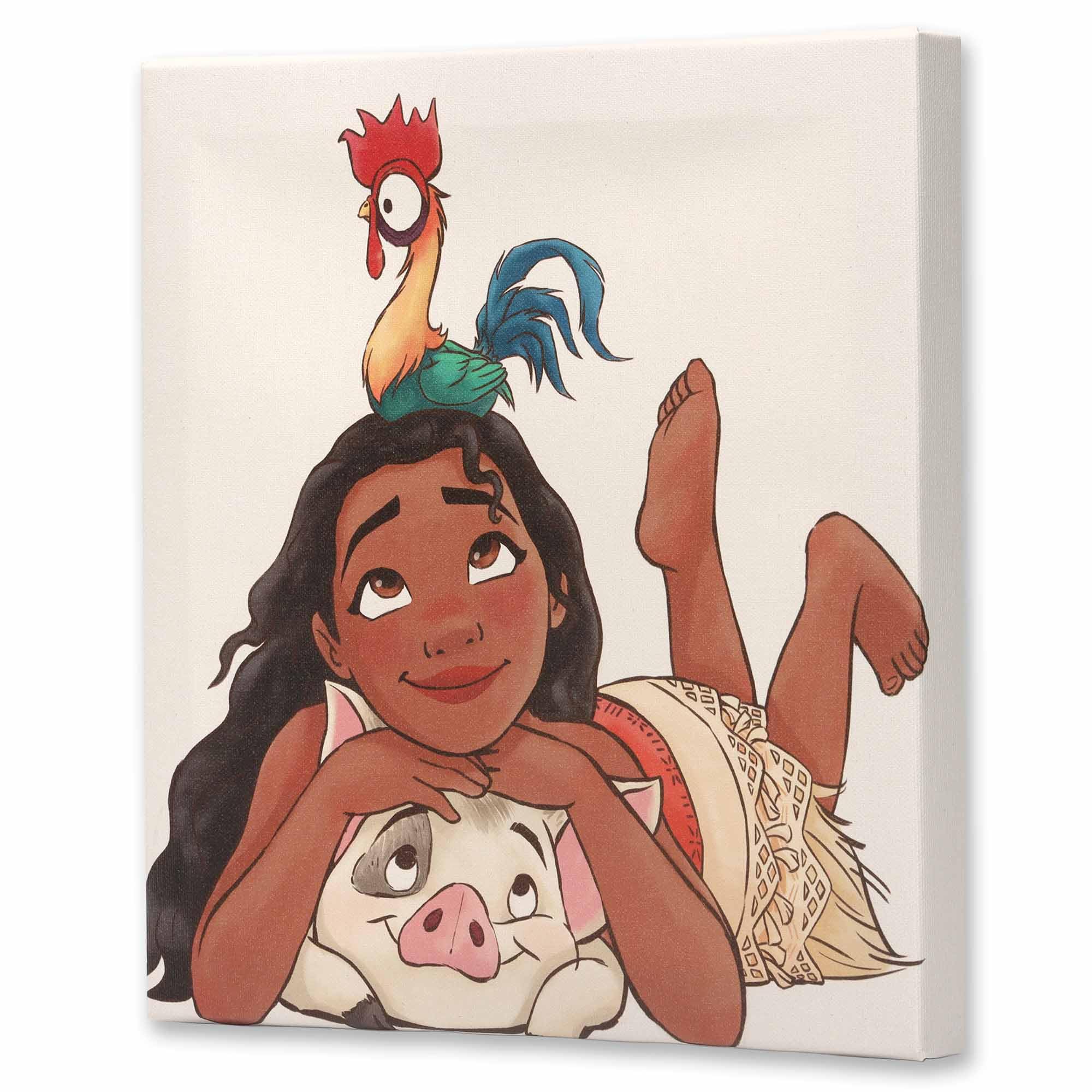 Open Road Brands Disney Moana, Pua und Hei Hei Galerie Leinwand-Wanddekoration, bezaubernde Moana-Wandkunst für Kinderzimmer oder Spielzimmer