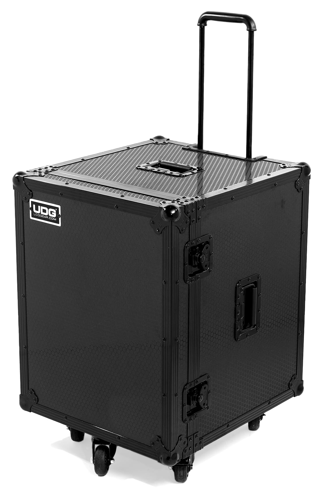 UDG Ultimate Flightcase 4 CDJ/Mixer Plus Rollen, Schwarz (U91101BL) | 9-mm-Sperrholzschale; Schmetterlingsverriegelungen; verstärkte Eckschützer; Trolley- und Radsystem; Schauminnere