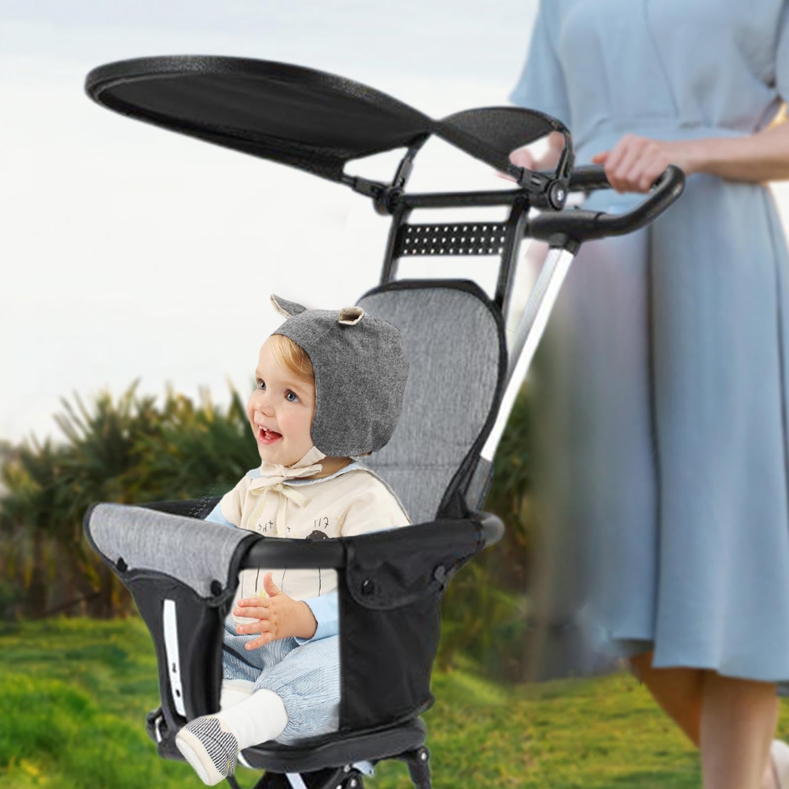 Reisewagen - faltbarer kompakter Kinderwagen, abnehmbarer Sonnenschutz | Design mit rotierenden Rädern, leicht tragbares babyy Transportsystem | Reisewagen für Ausflüge Einkaufen Wandern