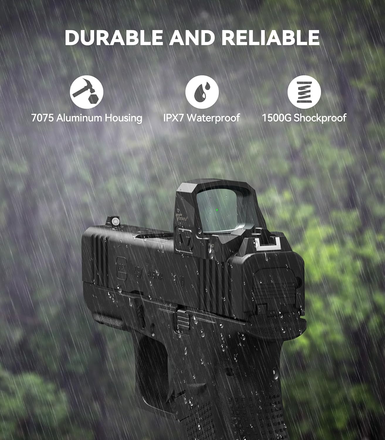 VOTATU PMD505-G RMSc Micro Green Dot, Multi-Reticle Shake Awake Open Reflex Sight for Sub-Compact Pistol - 2 MOA Dot 46 MOA Circle Optic