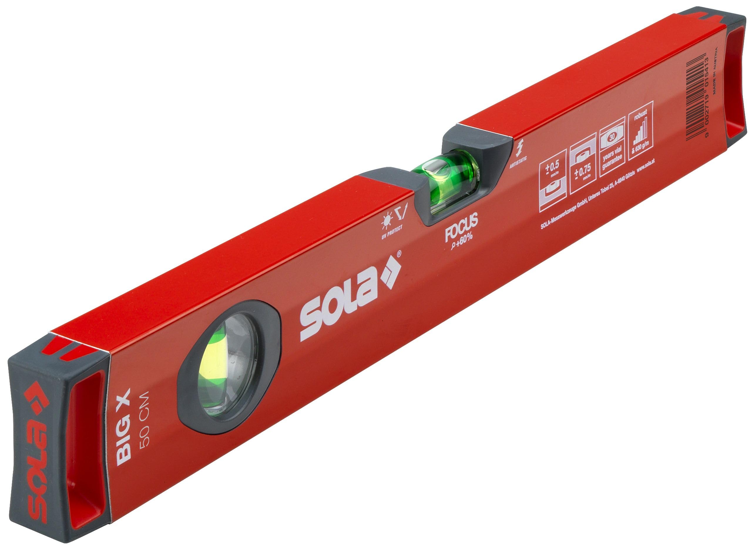 Sola BIG X 50 50 cm Box profile Spirit Level - Red