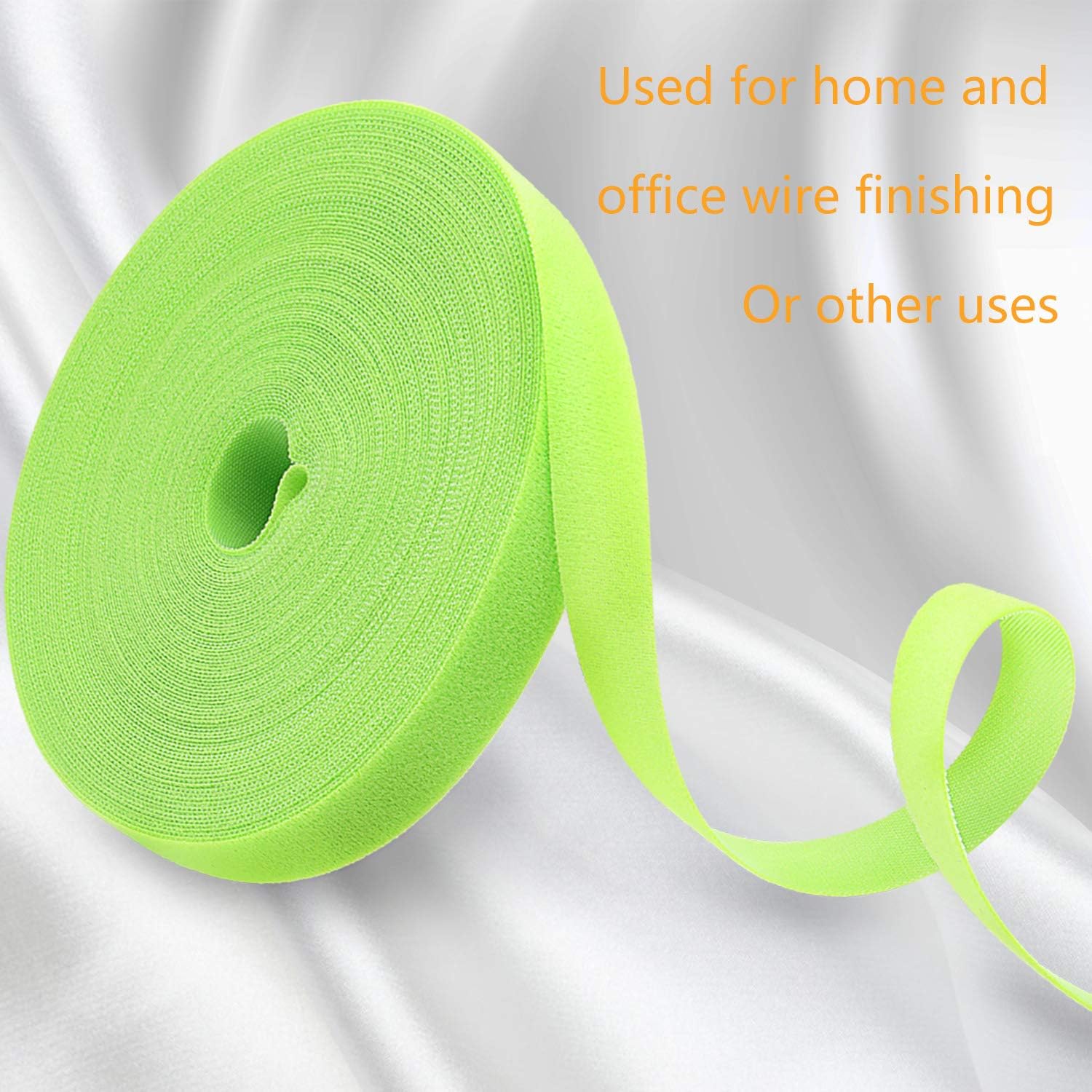 Reusable Fastening Tape Cable Ties 3/4 Inch Double Side Hook Roll (25 Yard, Green) image 5