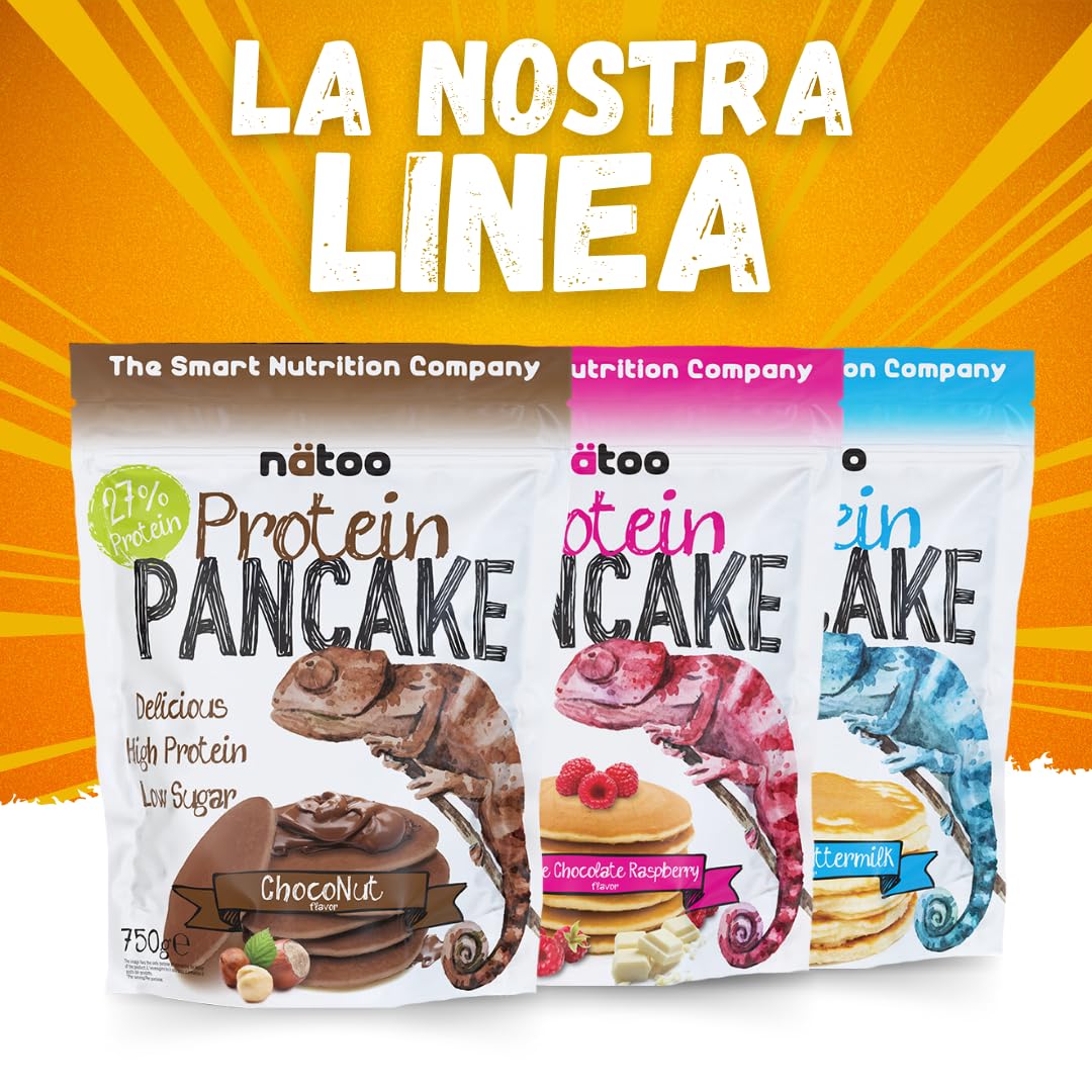 NÄTOO Pancake Proteici - Preparato per pancake con il 35% di proteine di alta qualità - Pancake pronti con farina proteica solo 1,5g di zuccheri - 750gr. (Choco & Nut)