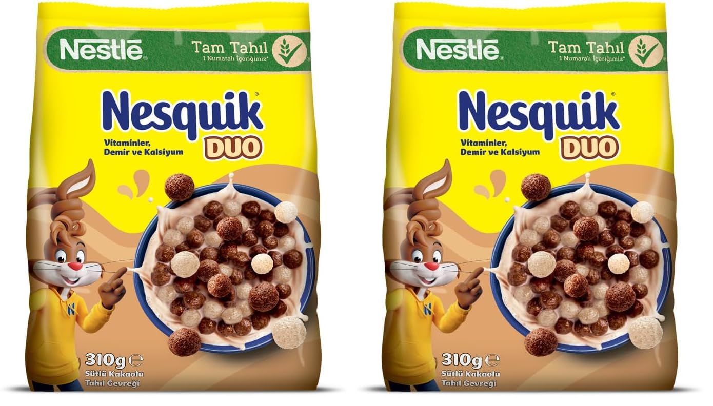 Nestle Nesquik Duo Kakaolu Bugday ve Misir Gevregi 310 gr 2li paket