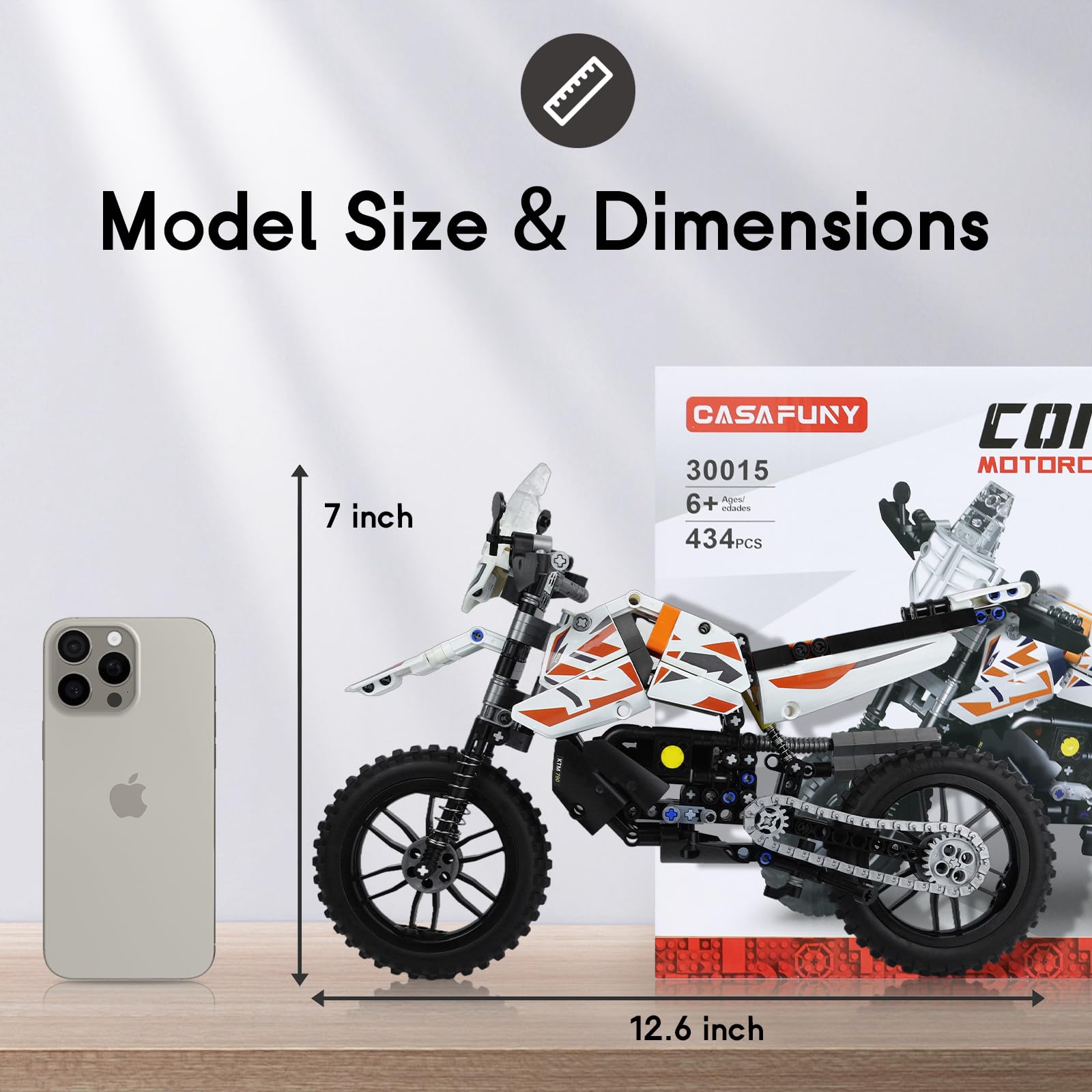 CASAFUNY Technic Motocicletta, Moto da Costruire Compatibile con Lego Technic, Modellino da Costruire, Moto Giocattolo, Giochi per Bambini e Bambine dai 6 Anni in su, Kit Modellismo per Adulti