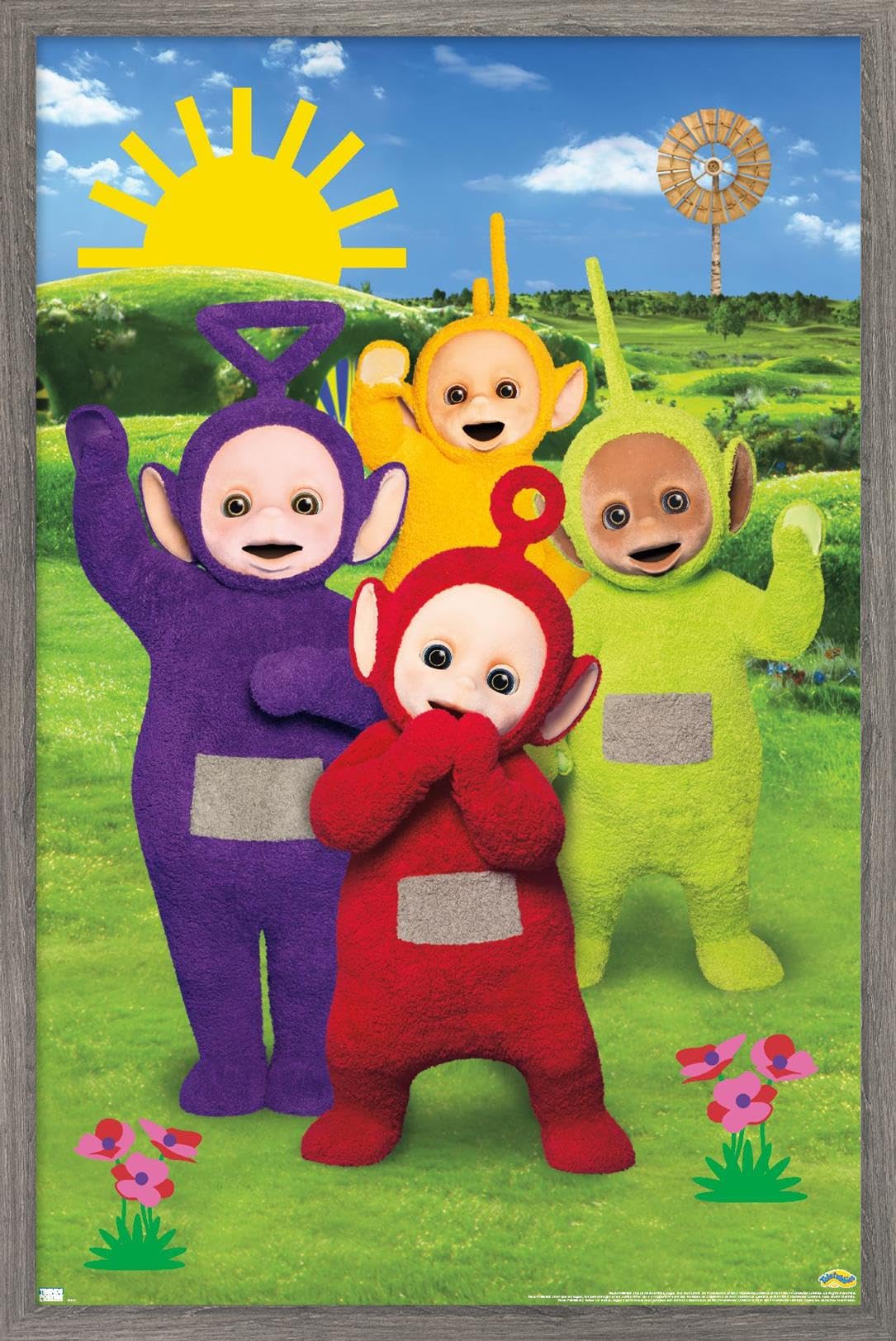 Trends International Teletubbies - Time For Teletubbies Wall Poster, 22.4L x 14.7W, Barnwood Framed Version