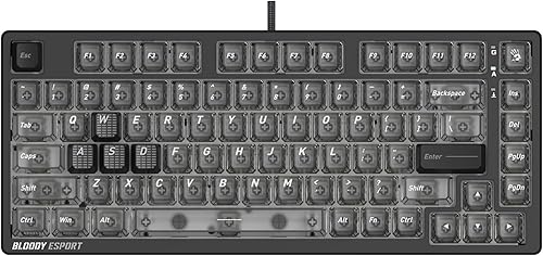 Bloody MS76 Hall Effect Magnetic Gaming Keyboard Rapid Trigger Analog Control 82 Key RGB Wired Stellar Black Steller Negro,Crystal White