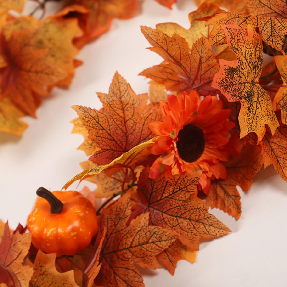 5 Piezas Guirnalda de Hojas de Arce y Calabaza Artificial