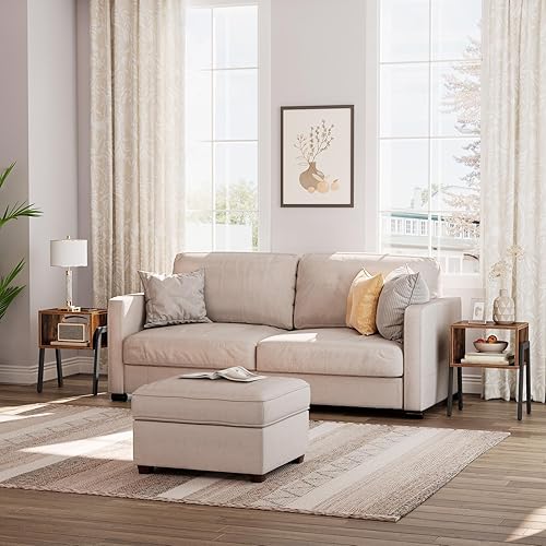 Miniatura 5 de HOOBRO Juego de 2 mesitas de noche, mesa auxiliar apilable, mesa auxiliar, mesitas de noche con estante de almacenamiento abierto, para dormitorio,