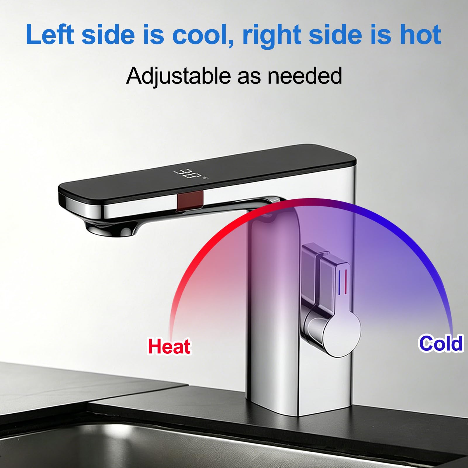 Grifo automático con sensor infrarrojo y pantalla de temperatura, lavabo con sensor inteligente, mezclador de agua fría y caliente, sin contacto (cromo)