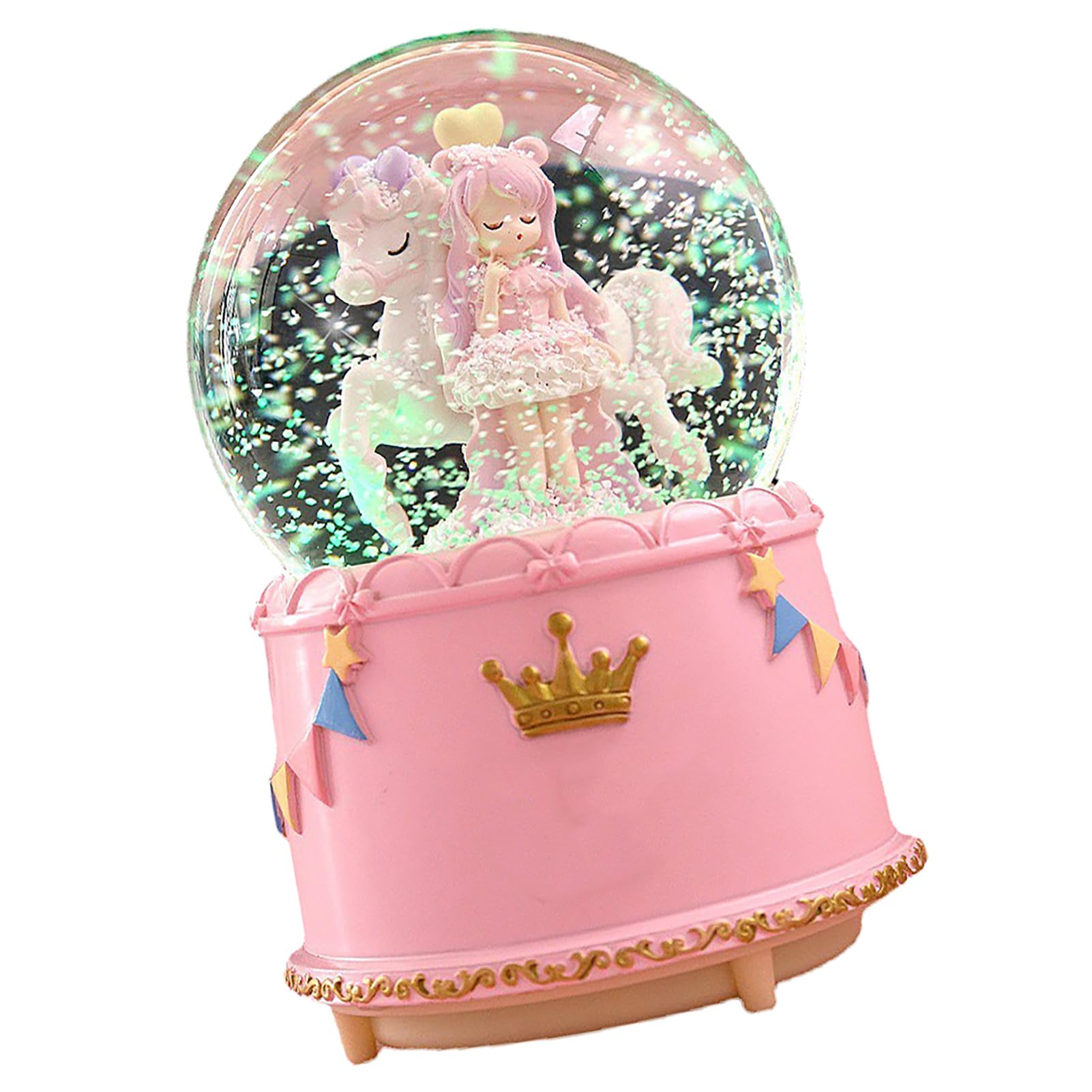 SEAFRONT Cartoon Look Snow Globe Crystal Ball Box z Mechanizmem Muzycznym dla Kobiet Przezroczysty Kryształowy Ornament