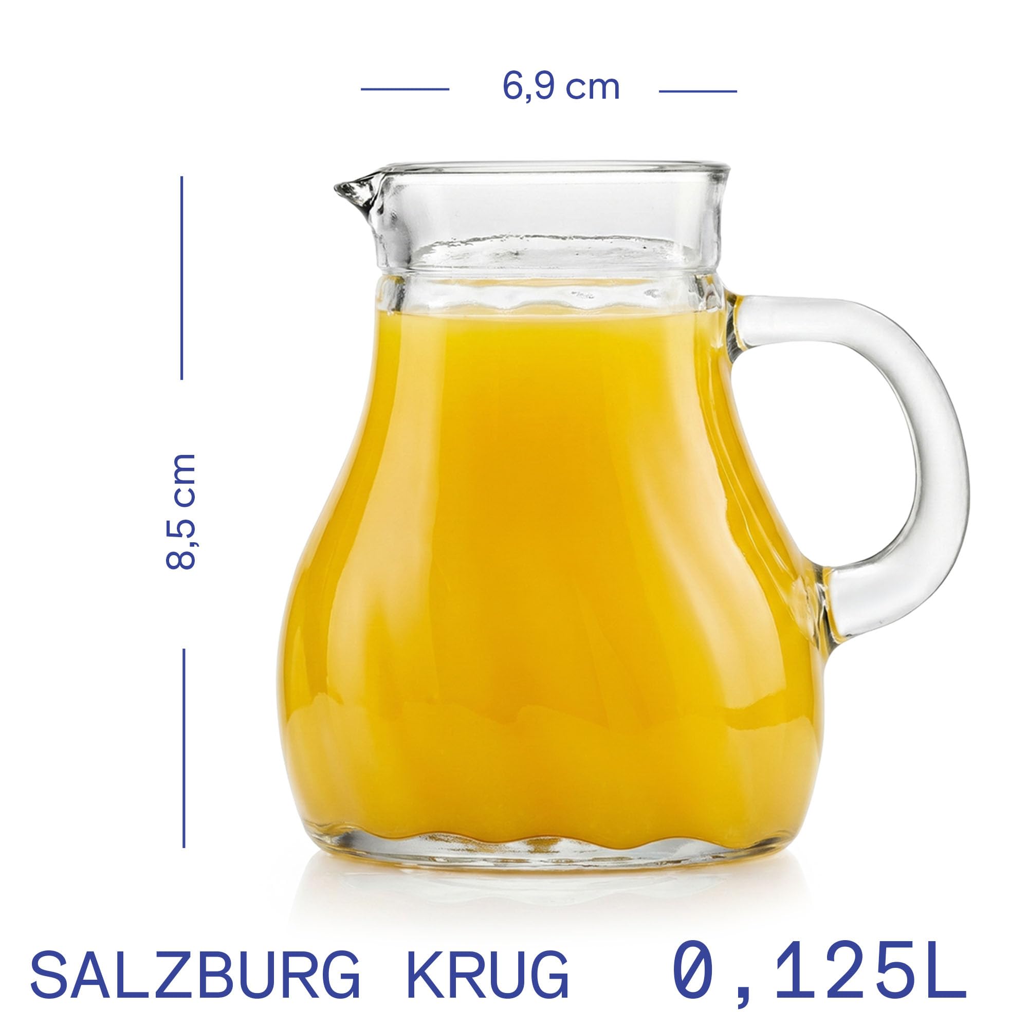 Oberglas Salzburg Wasserkrug Krug Wasserkaraffe 125 ml, 6er-Set | Kleine Salzburg Glaskrüge, Wasserkaraffen, Limonadenkaraffen & Saftkrüge für Wasser, Saft, Limonade & vielseitiges Servieren