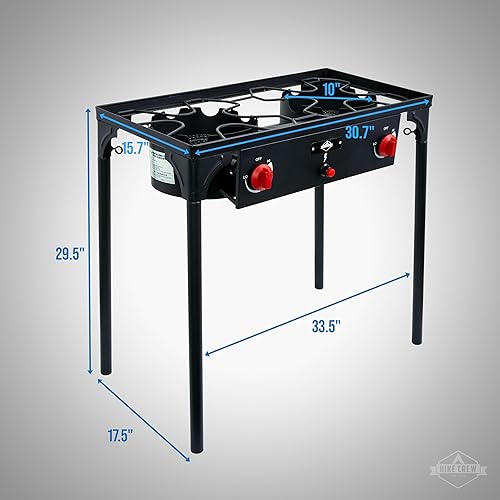 Miniatura 2 de Hike Crew Estufa de gas para exteriores de 3 quemadores de encendido automático, 225,000 BTU con control de llama azul, patas extraíbles, perillas
