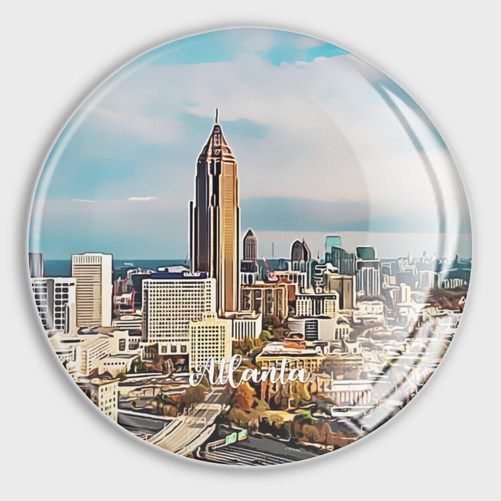 Aimants de réfrigérateur Atlanta en verre, le cadeau souvenir idéal pour casier et bureau