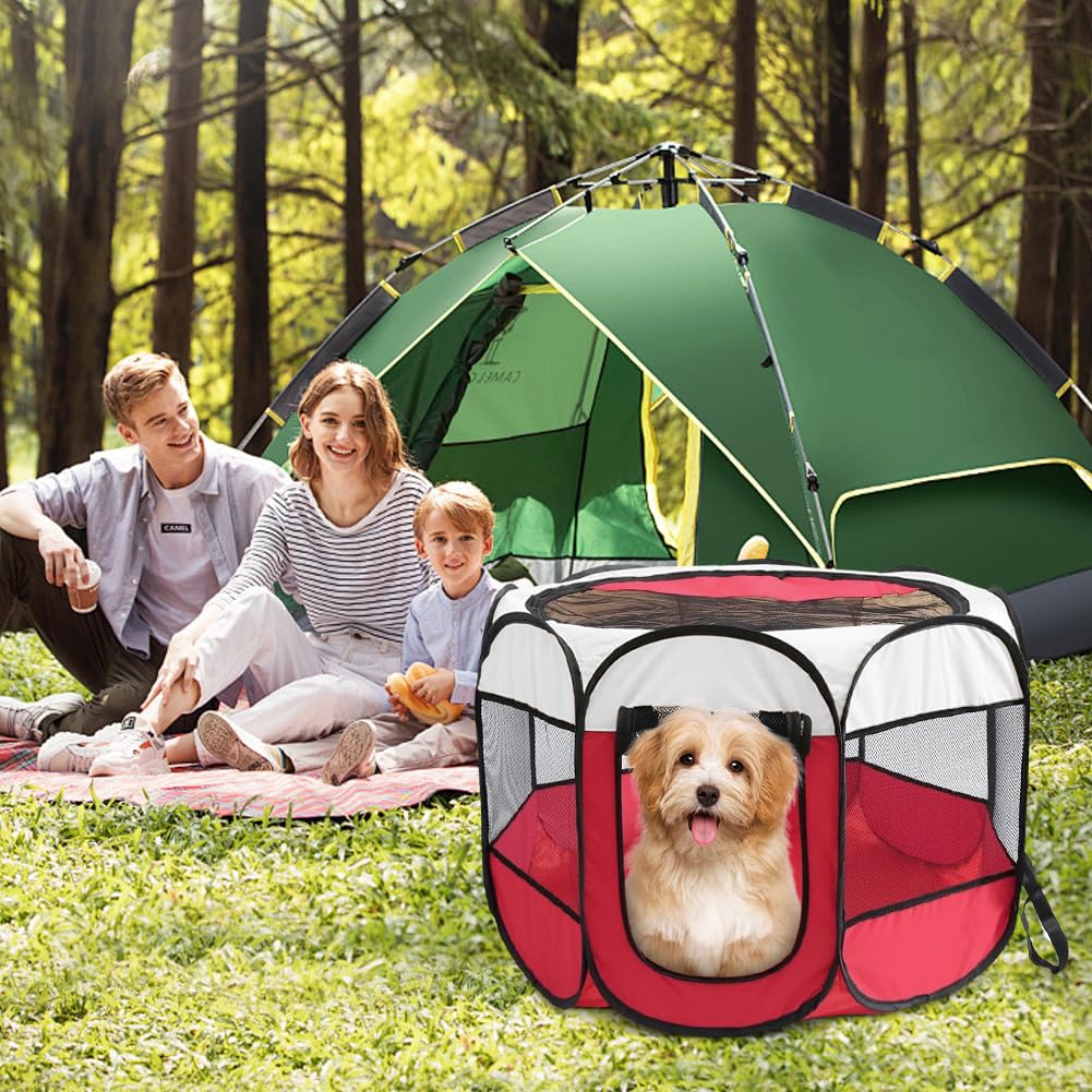 Box pieghevole per animali domestici, da 73 x 73 x 43 cm, impermeabile, per cani, gatti, cuccioli, piccoli animali, ambienti interni ed esterni (rosso)