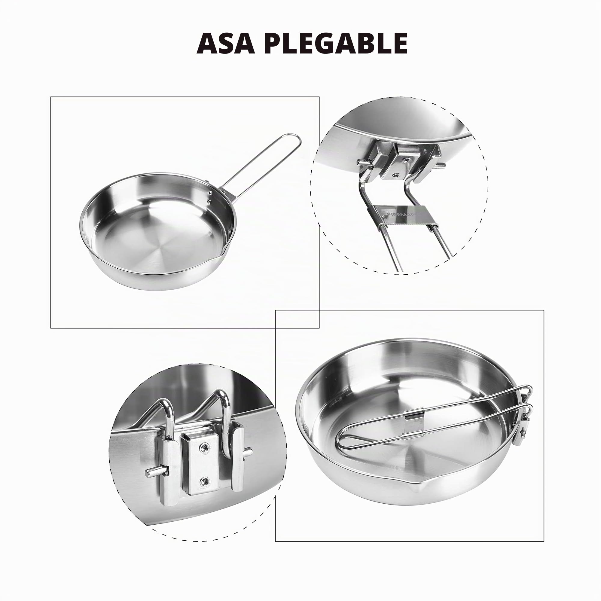 Fire-Maple Antarcti Sartén de Acero Inoxidable para Camping y Picnic, de Aluminio Soldado, con Fondo de Difusión del Calor y Mango Plegable