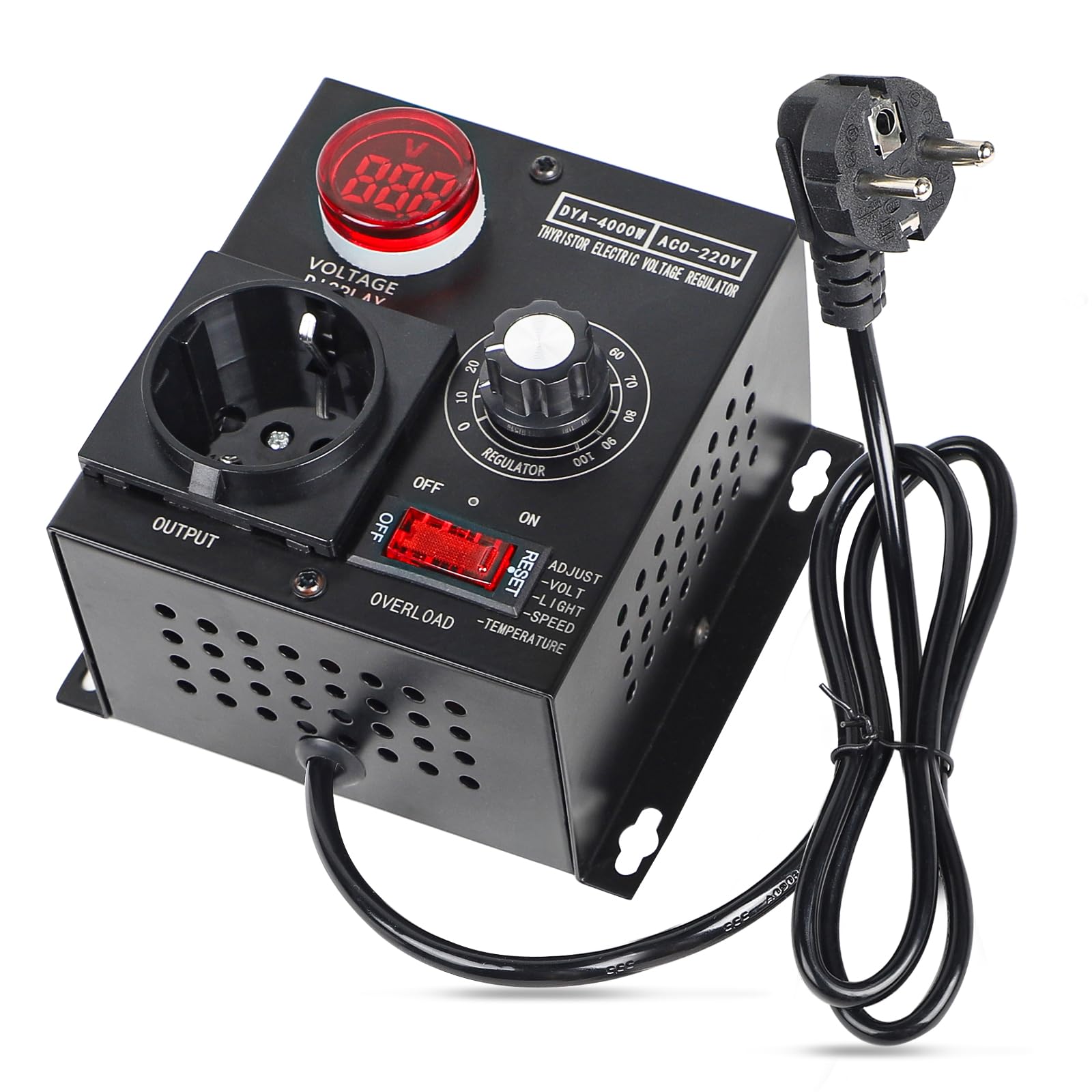 SWAWIS Variateur de Vitesse pour Moteur 220V Regulateur de Tension 220V AC 9A 4000W Variateur De Vitesse Régulateur de Tension pour le Contrôle de l'éclairage, de la Température et de la Vitesse