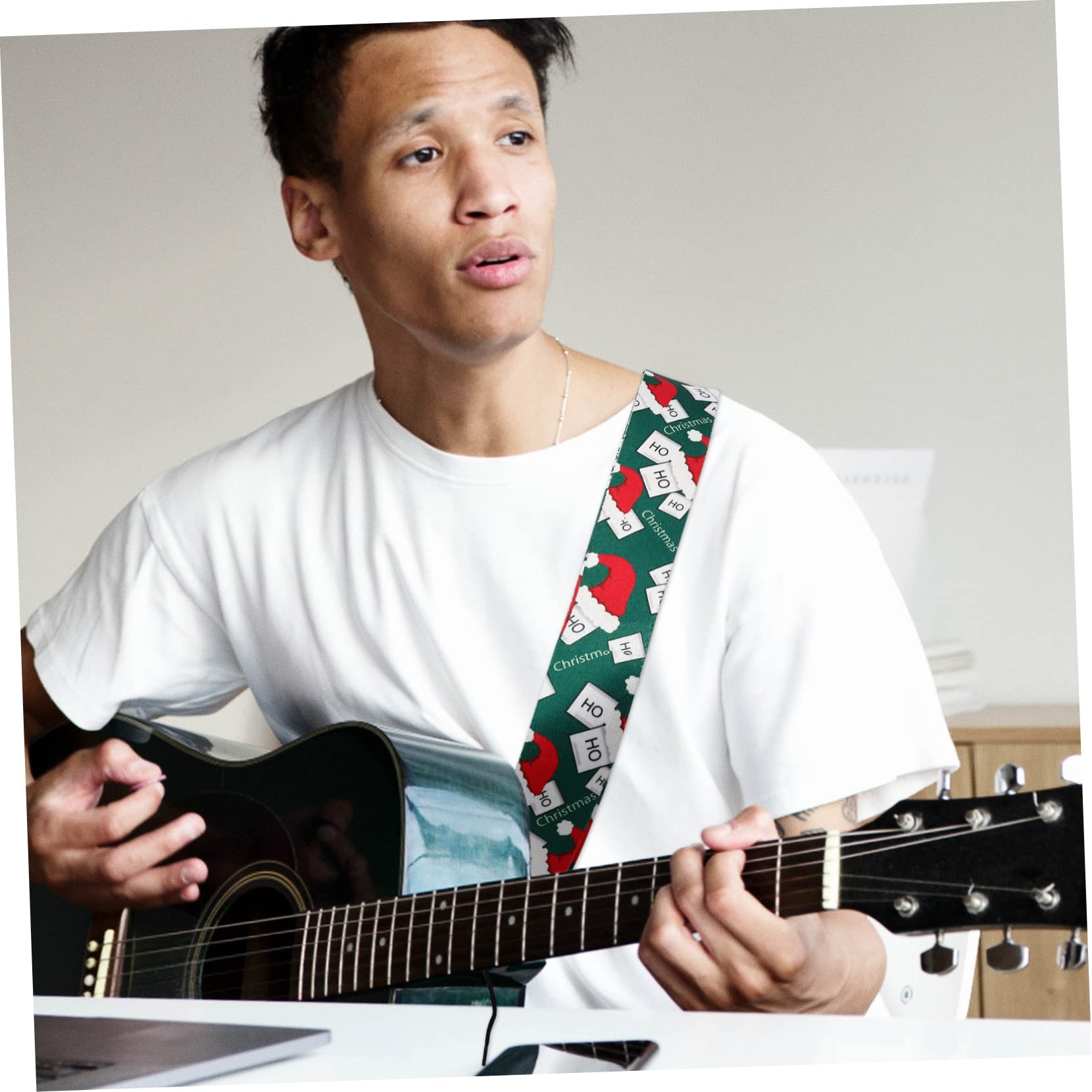 ibasenice 5piezas Correa De Guitarra Ajustable Diseño Navideño Strap Para Ukelele y Guitarra Eléctrica De Cumpleaños Accesorio Práctico