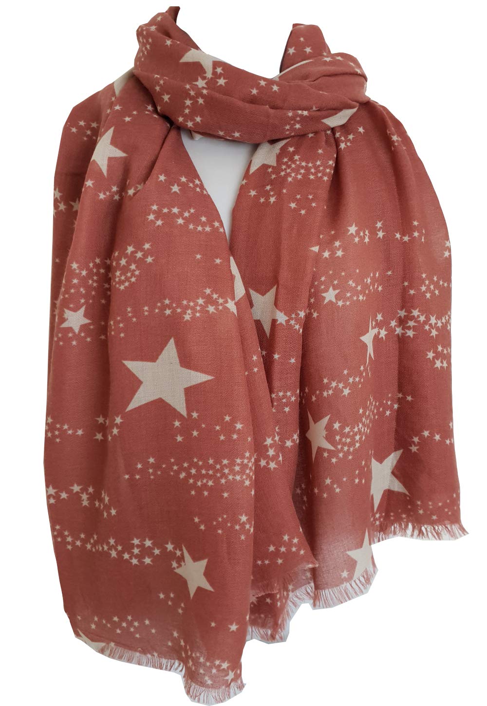 Glamlondon Women's Pink Star Pattern Scarf Shawl Latest Fashion Modern Print Wrap (Pink)