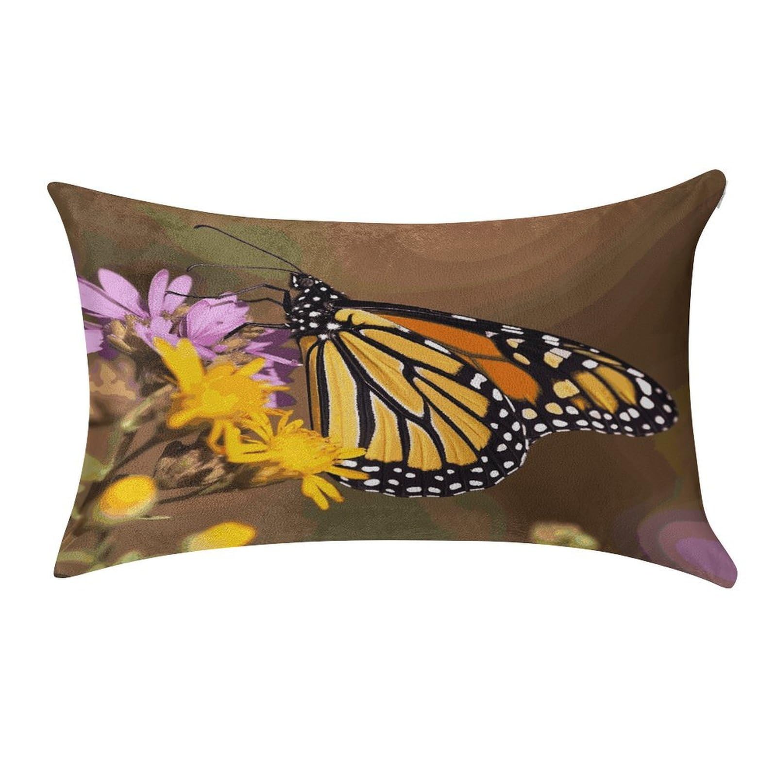 MUSM Monarch Butterfly Pillow Case 12"X20" Luxury Velvet Throw Pillow Cover Fade Resistant Cozy Soft Pillowcases Pillow Protector Pillow Shams Lumbar Pillow Shells for Home&Gifts