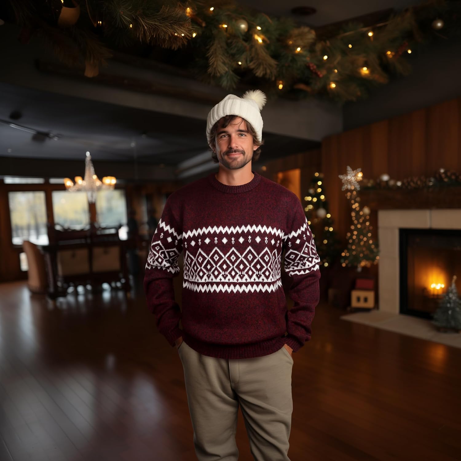 Mens Fleece Pullovers Sweaters Vintage Funny Aesthetic Sweater Ugly Christmas Jumper - Image 2