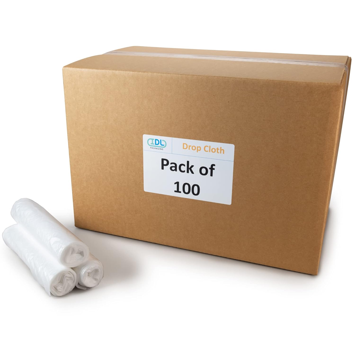 IDL Packaging Clear 0.5 mil Plastic Drop Cloth, 9' x 12' (108 sq. ft.) LDPE Film Roll, Pack of 25 - Easy-to-Handle Poly Sheeting Roll for Covering During Painting or Cleaning, Vapor Barrier