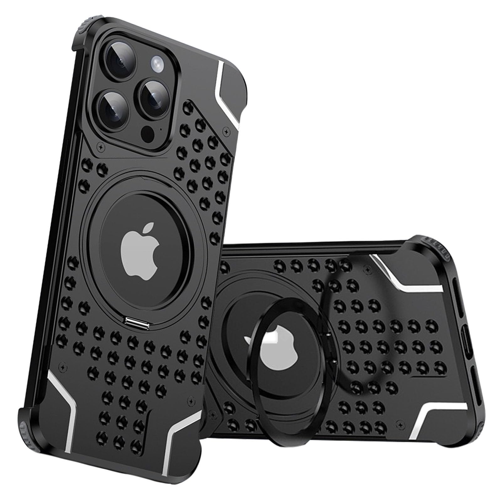 Coque métal iPhone 15 antichoc sans cadre fine avec support horizontal - 8