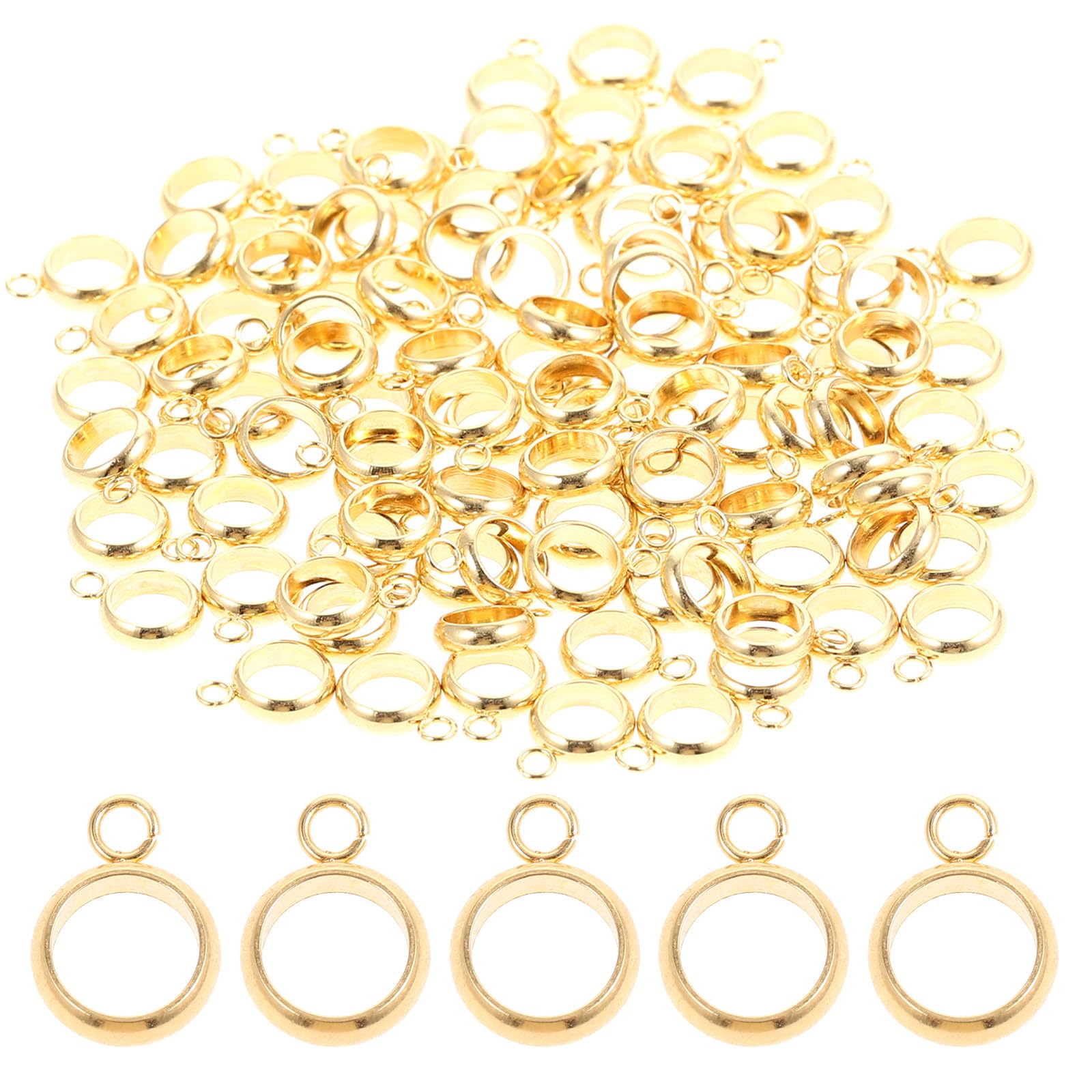Artibetter 100 Cuentas para Hacer Pulseras de Acero Inoxidable Dorado, Ligeras y Portátiles, Ideales para Creaciones de Joyería y Manualidades