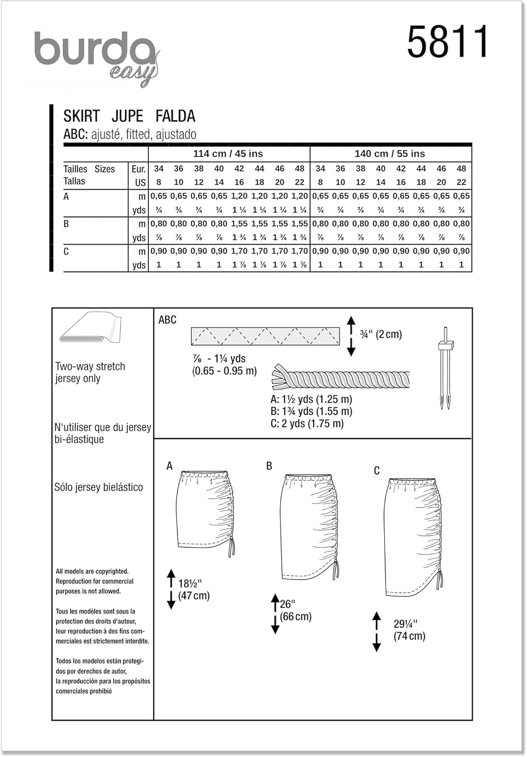 Burda Style X05811BURDA Misses' Summer Skirt Sewing Pattern Packet, Design Code B5811, Sizes 8-22 (34-48)