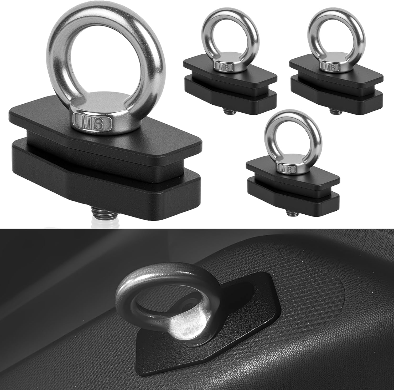 Aluminum ATV UTV Tie Down Anchor Kit Compatible with L-inQ System, Fits Maverick X3, Maverick R, Commander & Defender, Heavy-Duty for Defender Bed Anchor CNC Machined Tool-Free Quick Mount 4pcs