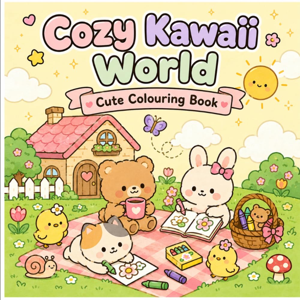 Cozy Kawaii World – Cute Colouring Book.: 37 Cute Scenes to Colour