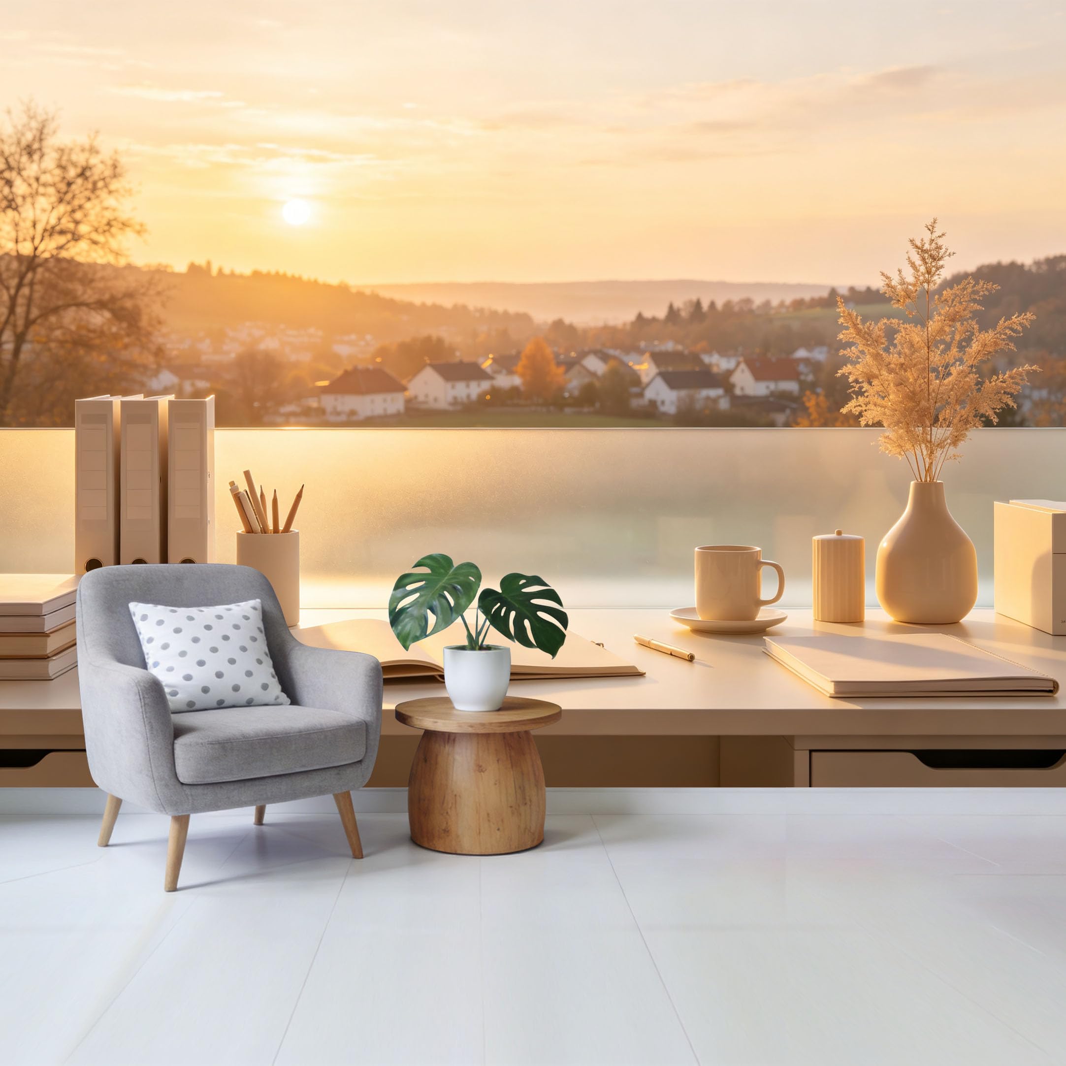 Custom Size Wall Mural Sunset Mountain Town View Minimalist Aesthetic Scenery SelfAdhesive Wall Fabric Removable Wallpaper for Home Office Decor