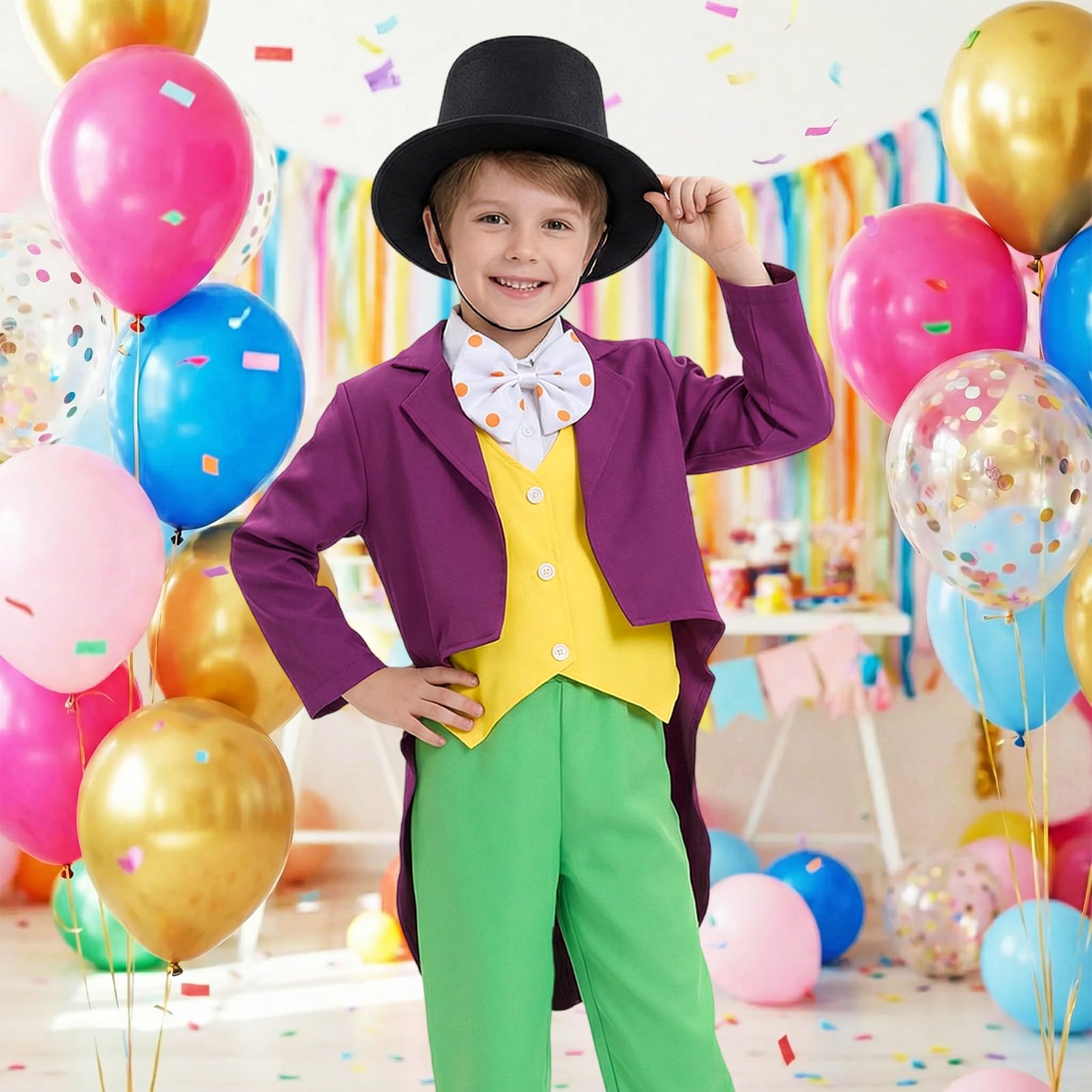 Aleshime Chocolate Factory Costume Kids Factory Workers Costume for Boys World Book Day Fancy Dress for Kids Age 4-12 - Image 3