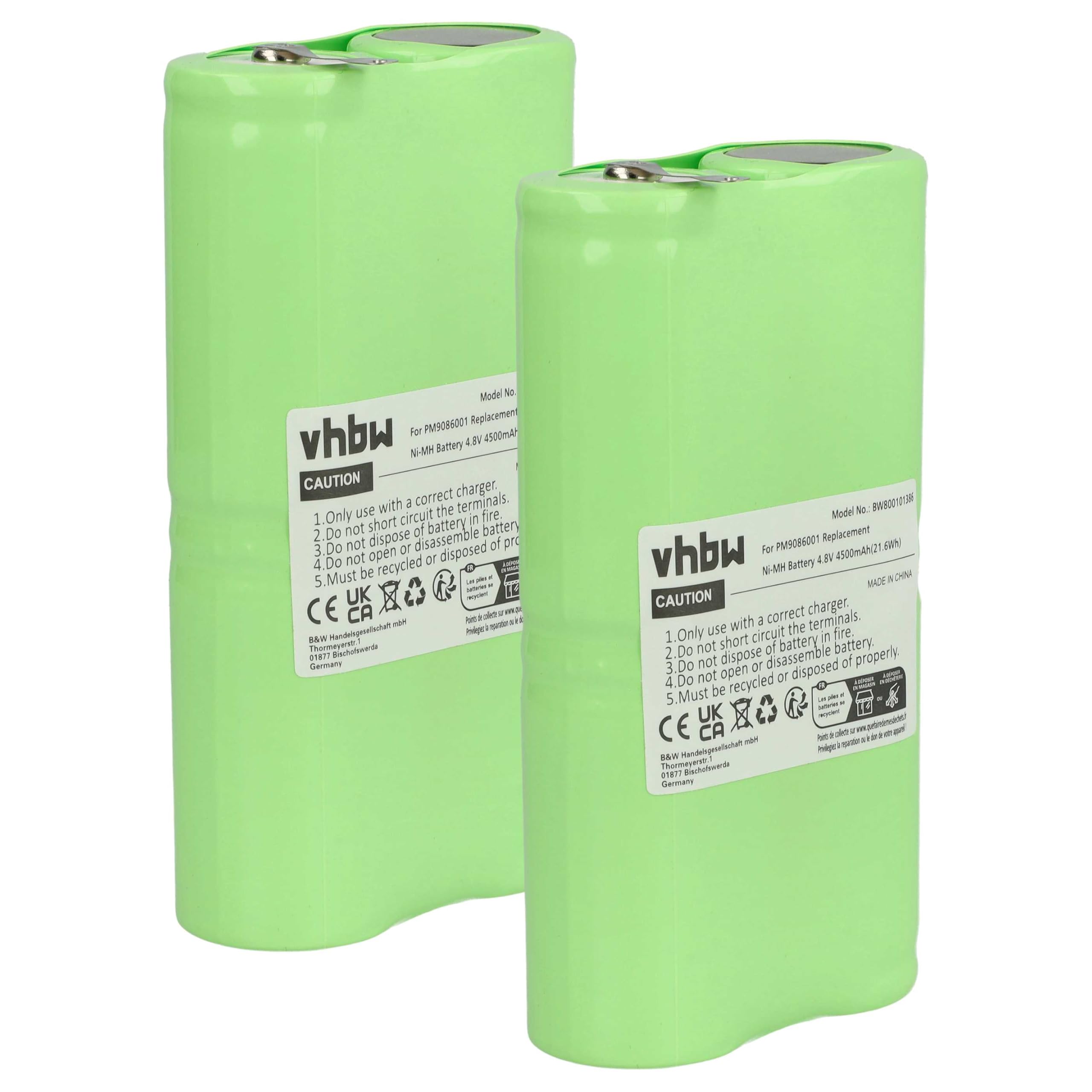 vhbw 2X Akku kompatibel mit Fluke 99 | 98, 97, 96, 96B, 92B, 983, 95, 99B, 98 Auto, 97 Auto Messgerät (4500 mAh, 4,8 V, NiMH)